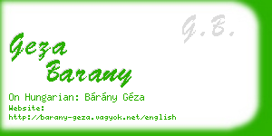 geza barany business card
