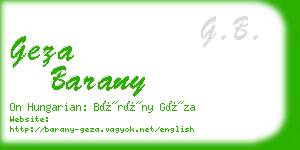 geza barany business card